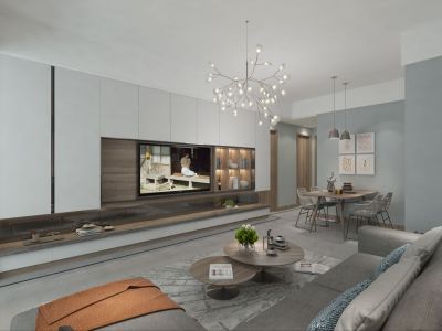 中铁颐园现代极简89平米两室两厅装修案例