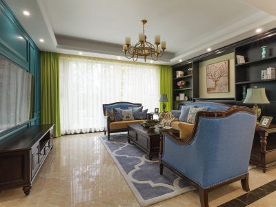 中梁九号院美式风格140平米四室两厅装修案例