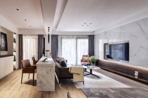 [太原中创装饰]115平现代简约装修案例，大理石电视墙高级打气！