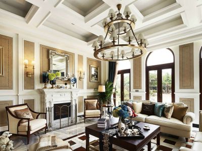 绿城玫瑰园278平别墅欧式风格装修案例