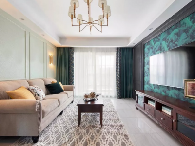 锦秀山城美式风格97平米二居室装修设计案例