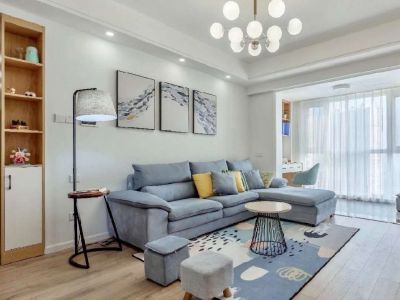 山伟学府花园北欧风格106平米三居室装修设计案例