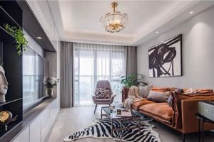 [厦门煜宸装饰]现代灰二居室装修设计，橙色点缀恰到好处！