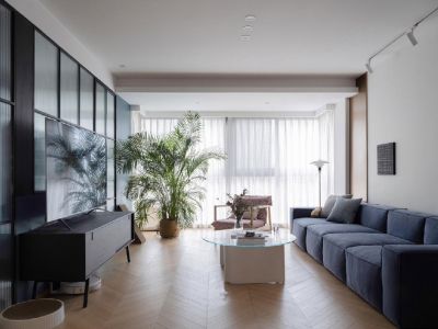 中梁壹号院复古风格120平米三居室装修效果图案例