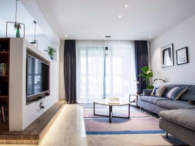 吕岭花园现代风格115平米三居室装修案例