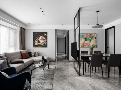 沿湖城119m?三居室现代风格装修案例