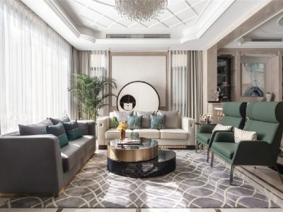 阳光·白鹭洲混搭风格四居室180平米装修设计图案例