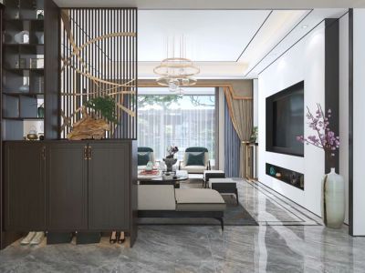 玉兰花园120㎡新中式风格三居室装修案例