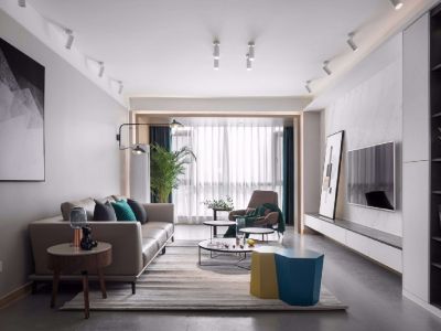 领地天屿轻奢风格二居室85平米设计图案例