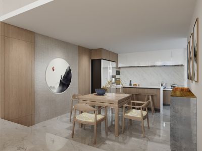 保利西江月128㎡三居室新中式风格装修案例