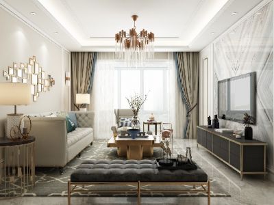 保利海德公园·海德府125㎡三居室简欧风格装修案例