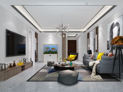 恒大城130㎡三居室现代风格装修案例