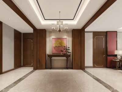 绿地城183平四居室中式风格装修案例