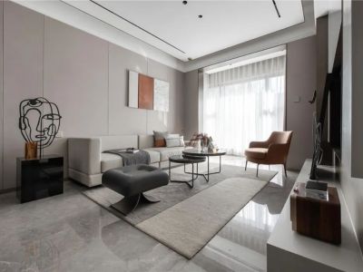 保利罗兰108㎡三居室现代极简装修案例