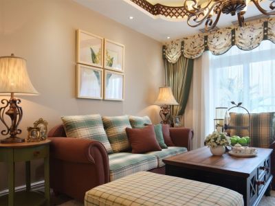 优雅翠园三居118方美式风格装修案例