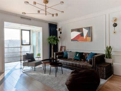 逸合·中央公园轻奢风格126平米三居室装修效果图案例