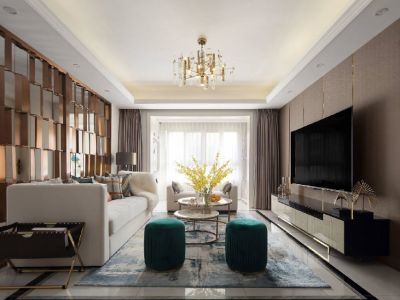 利群悦澜名邸轻奢风格四居室145平米设计图案例