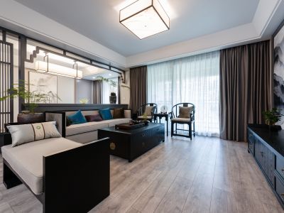 保利大都汇128平米新中式风格三居室装修案例