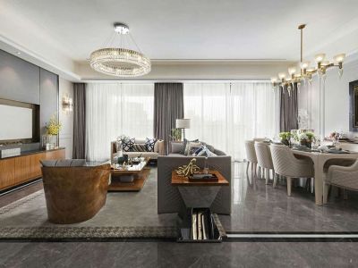 太原绿地城140平三居室现代风格装修案例