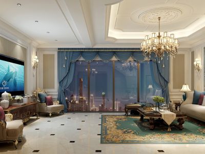 富力天禧城160平三居室欧式风格装修案例