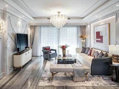 阳光国际城128平三居室简欧风格装修案例