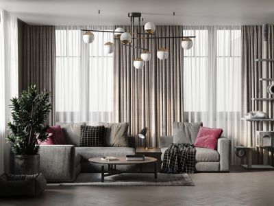 西湖春天138㎡三居室现代风格装修案例