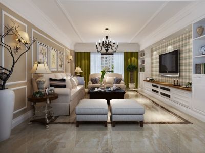 龙湖唐宁欧式风格136平米三室两厅装修案例