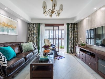 三盛·璞悦湾美式风格二居室89平米装修效果图案例