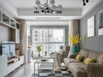 滨海·橙里北欧风格二居室98平米装修设计图案例