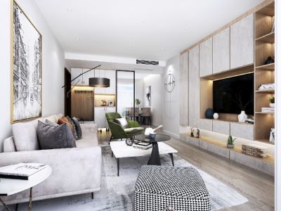 金地滟澜山88㎡二居室现代风格装修案例