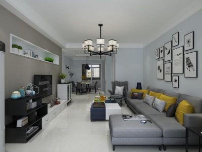 江滨花园105平米现代北欧风格三居装修案例