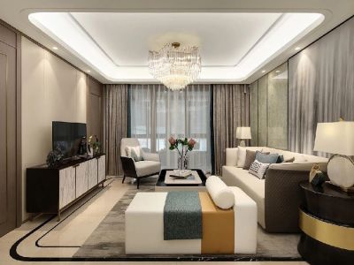 金地月伴湾117㎡三居室现代轻奢装修案例