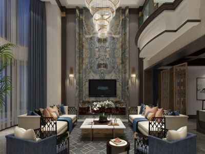 越溪梅园新中式风格405平米装修案例