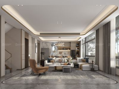 铂悦犀湖现代风格260平米装修案例