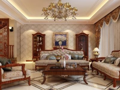 溪涪和院美式经典风格380平装修案例