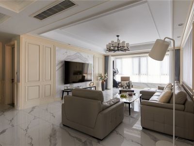 滨江花园127㎡三居室现代简约装修案例