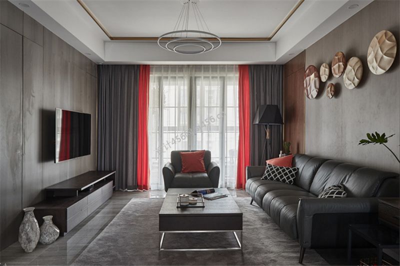 125平四居室现代轻奢客厅装修效果图