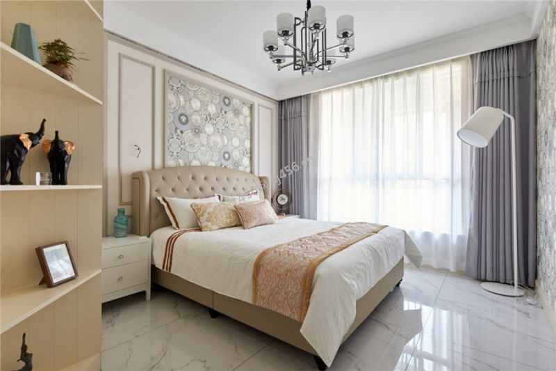 127㎡三居室现代简约卧室吊顶装修效果图