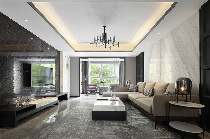 130㎡四居室现代风格客厅装修效果图