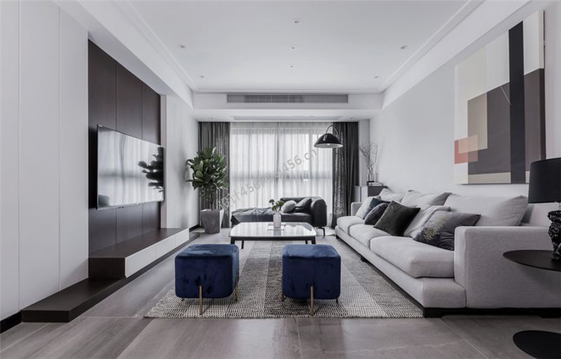 141㎡四居室现代风格客厅装修效果图