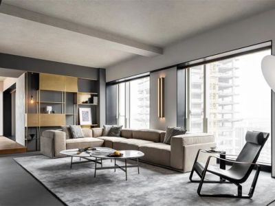 滨海·橙里极简风格144平米三居室装修案例