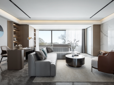 龙湖·云峰原著现代风格三居室130平米装修效果图案例