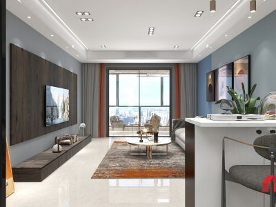 蓝湾新城小区129平米三居室简约风格装修案例