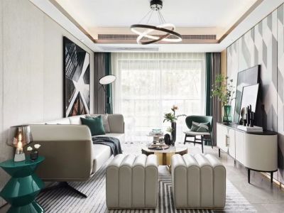 龙湖·云峰原著轻奢风格三居室118平米装修效果图案例