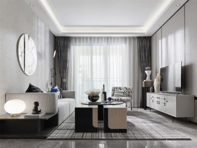 阳光·一品江城现代风格三居室99平米装修案例