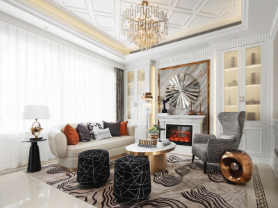 蓝光里轻奢风格四居室158平米装修设计案例