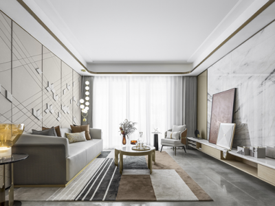 辉映时代花园现代风格三居室125平米装修案例