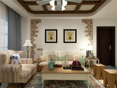 清华大溪地六号院地中海风格140平米三室两厅装修案例