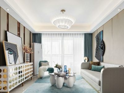 瀚山1号现代简约风格124平装修案例