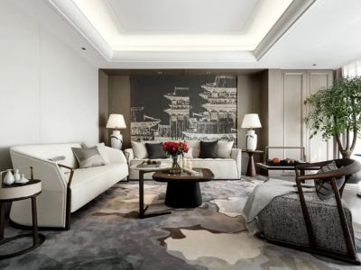 苏州恒大悦珑湾新中式风格四居室装修案例